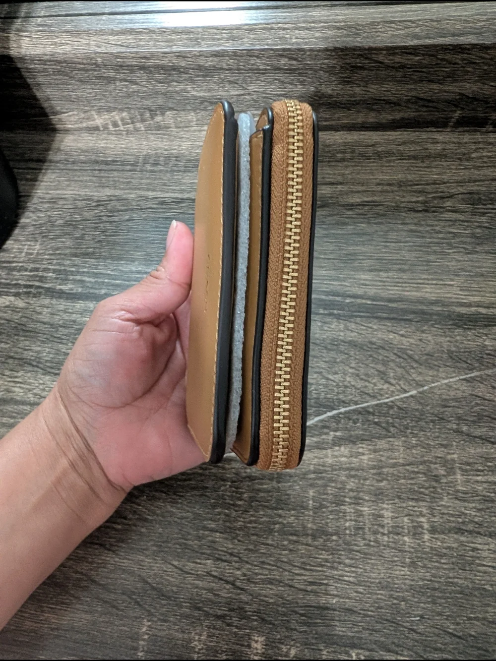 Coach Zip Wallet in Saddle Brown